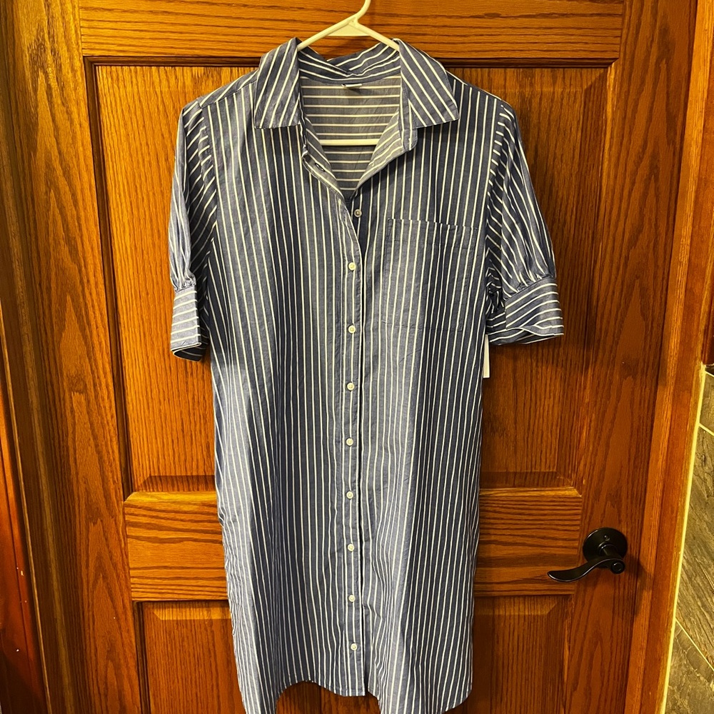 Blue Striped women’s shirt dress